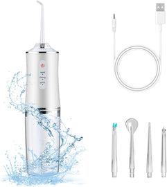 Electric Water Flosser Cordless for Teeth 3 Modes 4 Jet Tips Cleaning and Flossing Water Dental Portable Floss Irrigator Oral Water Flossed Rechargeable